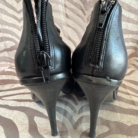 Leather Peep Toe Shootie - Picture 3 of 7